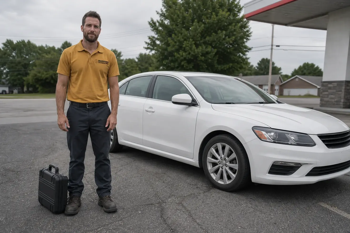 Locksmith opening a locked car door in Waterbury, CT
