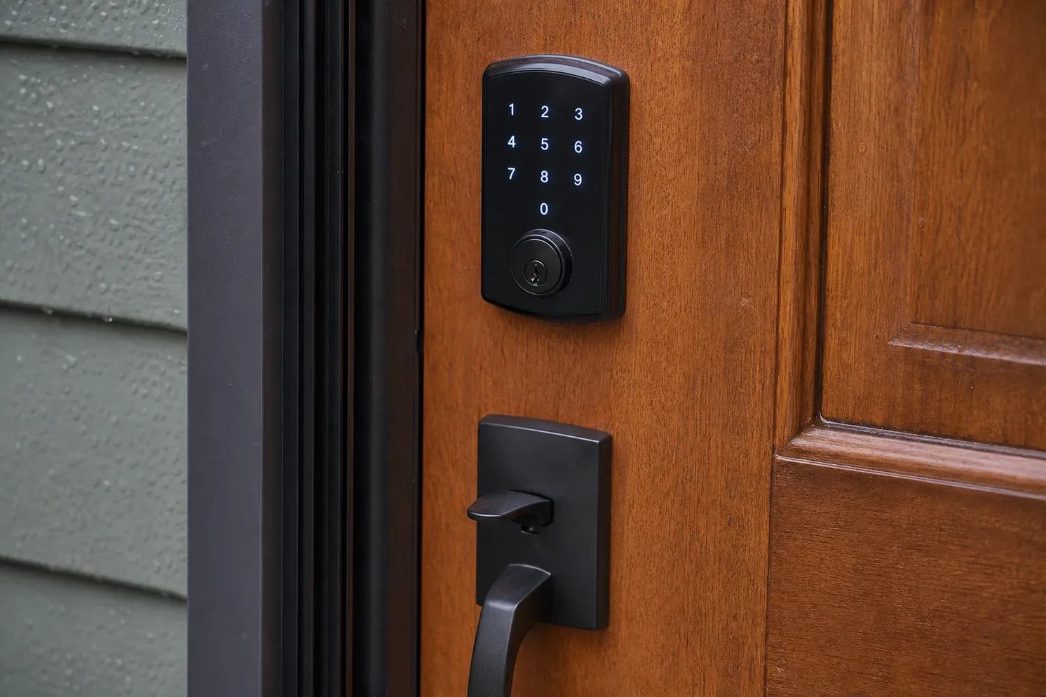 Keypad deadbolt installed on a front door in Waterbury, CT