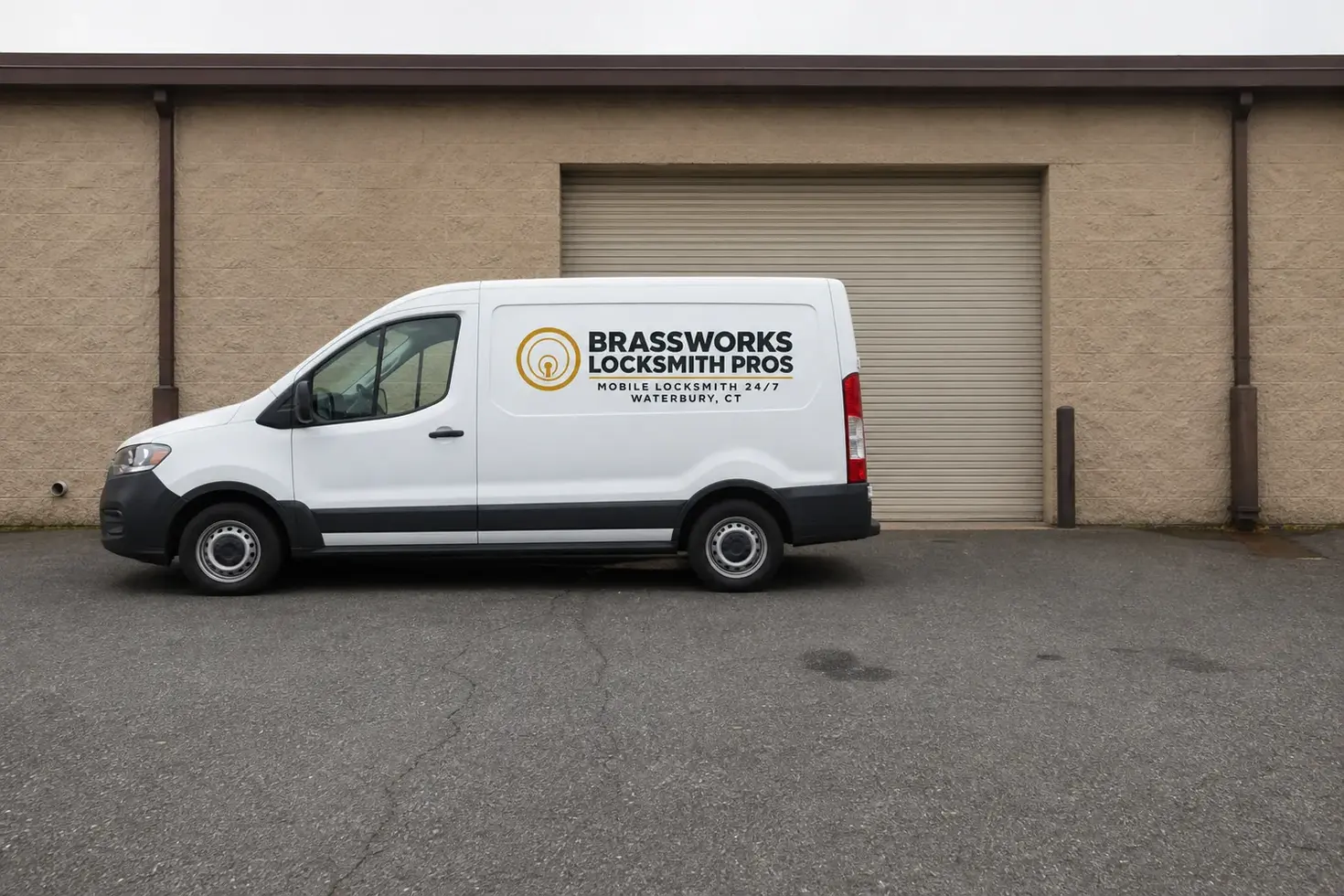 The Brassworks Locksmith Pros service vehicle, stocked for lockouts and key cutting in Waterbury, CT